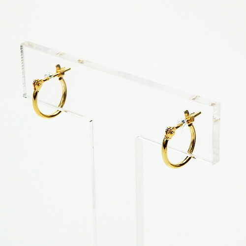 K18 フープ ピアス 1×10mm パイプ クロッシング 18金 18K YG イエローゴールド シンプル ホワイトデー ギフトに プレゼントに
