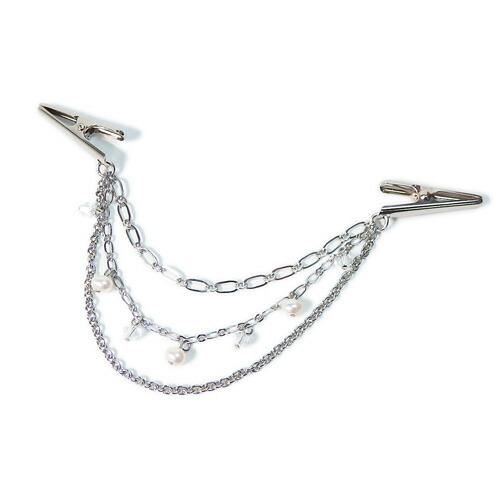 围巾环形别针3连淡水珍珠施华洛世奇货摊环形别针礼服环形别针样子让