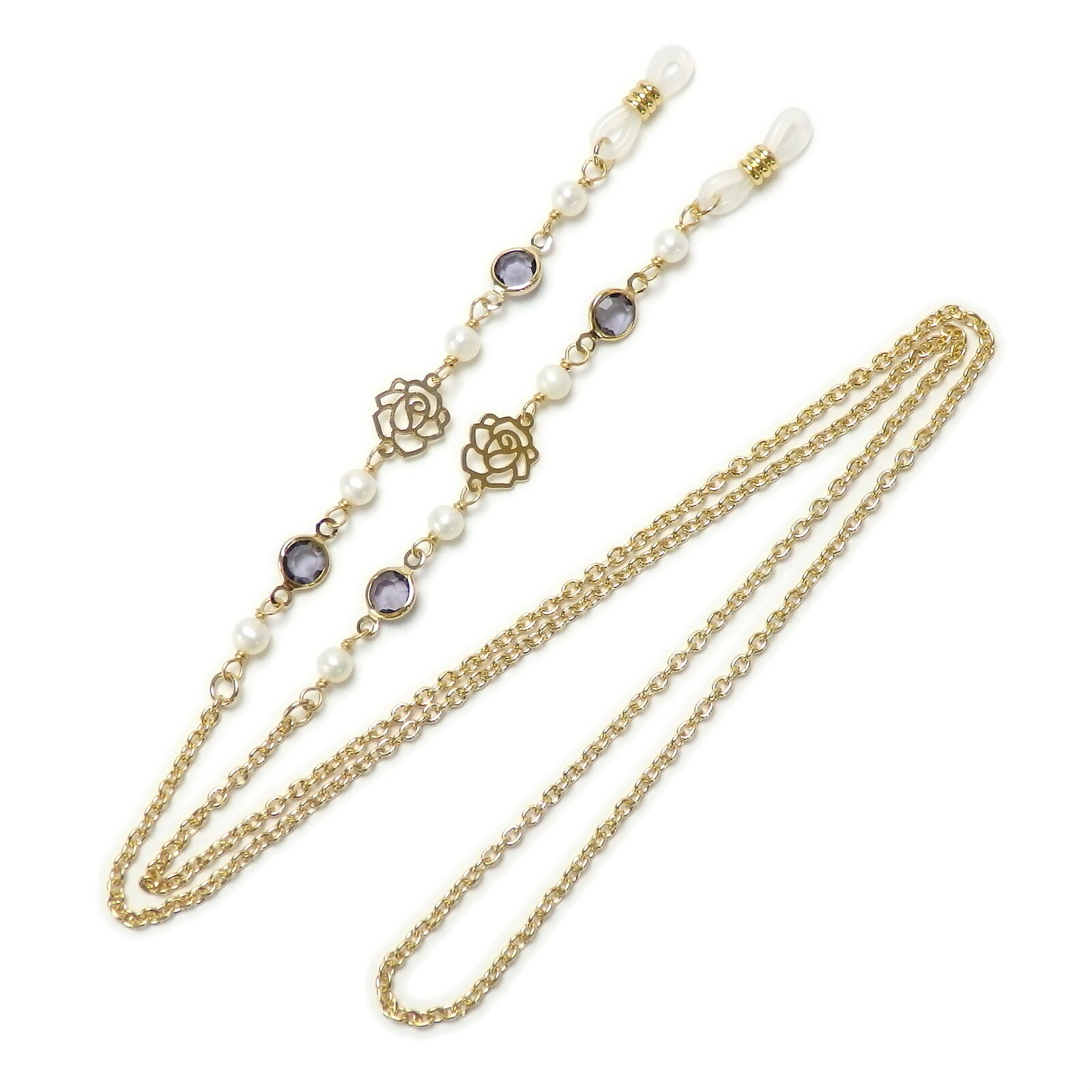 楽天市場】メール便 メガネチェーン 白いお花 ＆ パール