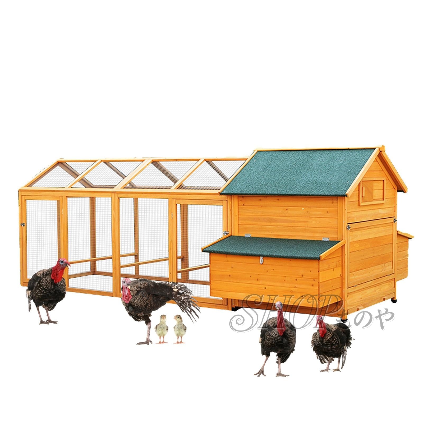 鶏、合鴨、ターキー、家兎用の大型室外木製鶏掘っ立て小屋、抽き出し式お盆と鳥小屋付き添い人の耐候性鶏小屋、庭園耕園用の雨合羽大屋根鶏伏せ籠