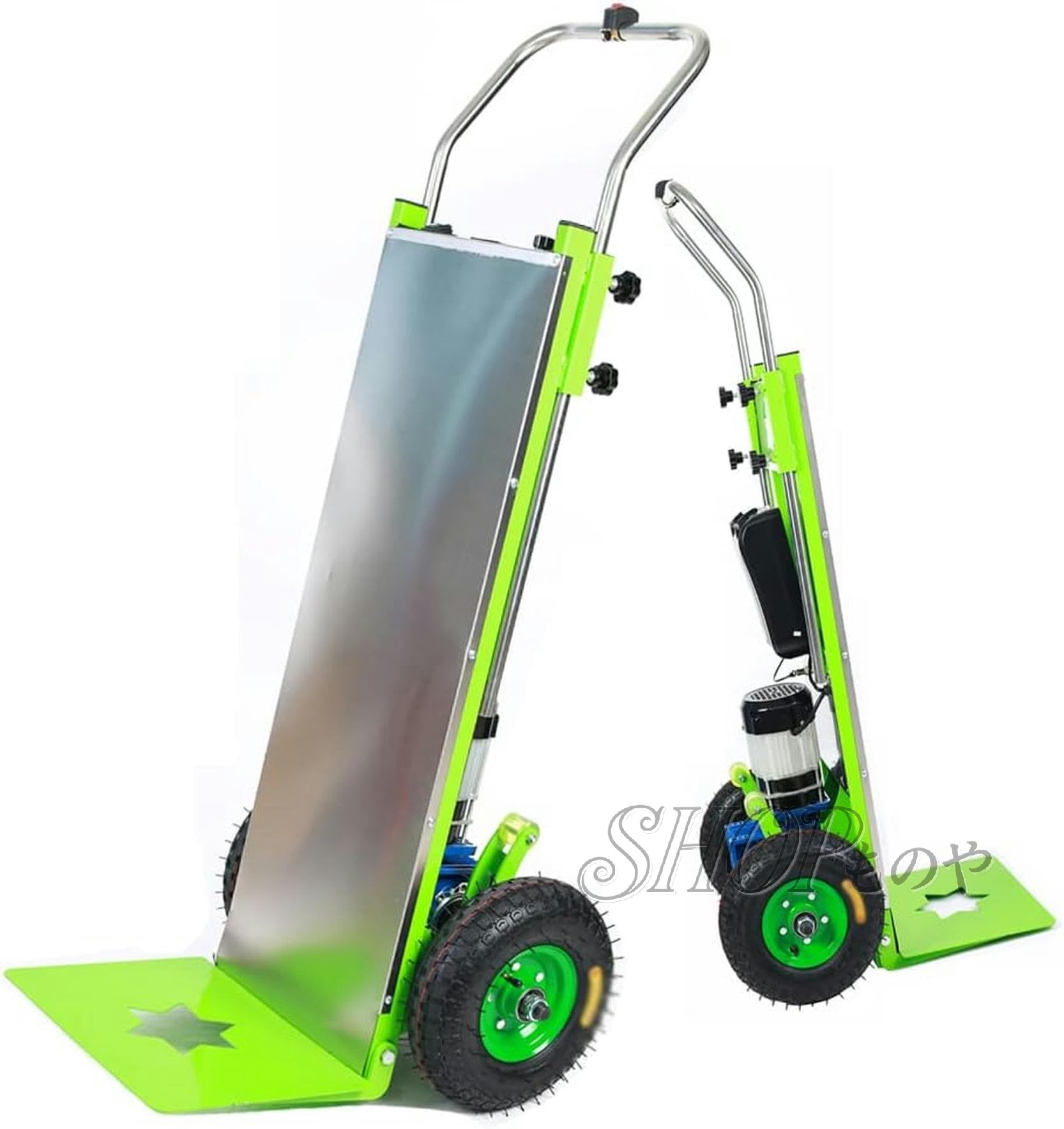 トロリー電動階段登りハンドトラック、省力化カート 階段昇降 耐荷重150Kg、操作しやすいトロリー 取り外し可能な48V/36Ahバッテリー/グリーン/36Ah-1