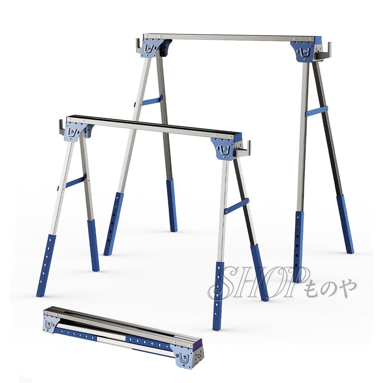 ソーホース やり方台 2x4 大工仕事やり方台 遣っ付ける品 速見表 2台1組 高さ調節する6度合い能力のある ソーホースセット 折りたたみ やり方馬 DIY 材木 引き切り台 日曜日宮大工 切り取る 切りはなす 飾り気の無いやり方台 大工仕事、宮大工、請負トレーダー向け 青碧