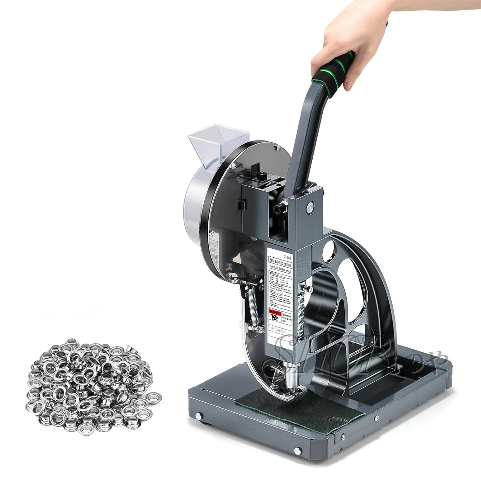 グロメットマシン 半自動 アイレットプライヤー 業務用 ハトメパンチ ゴムハンドル付き アイレット固定マシン 皮ポンチハトメ バナー/旗/ベルト/ポスター/帆布用 穴あけ+ハトメ取付一体型 時間と労力を節約
