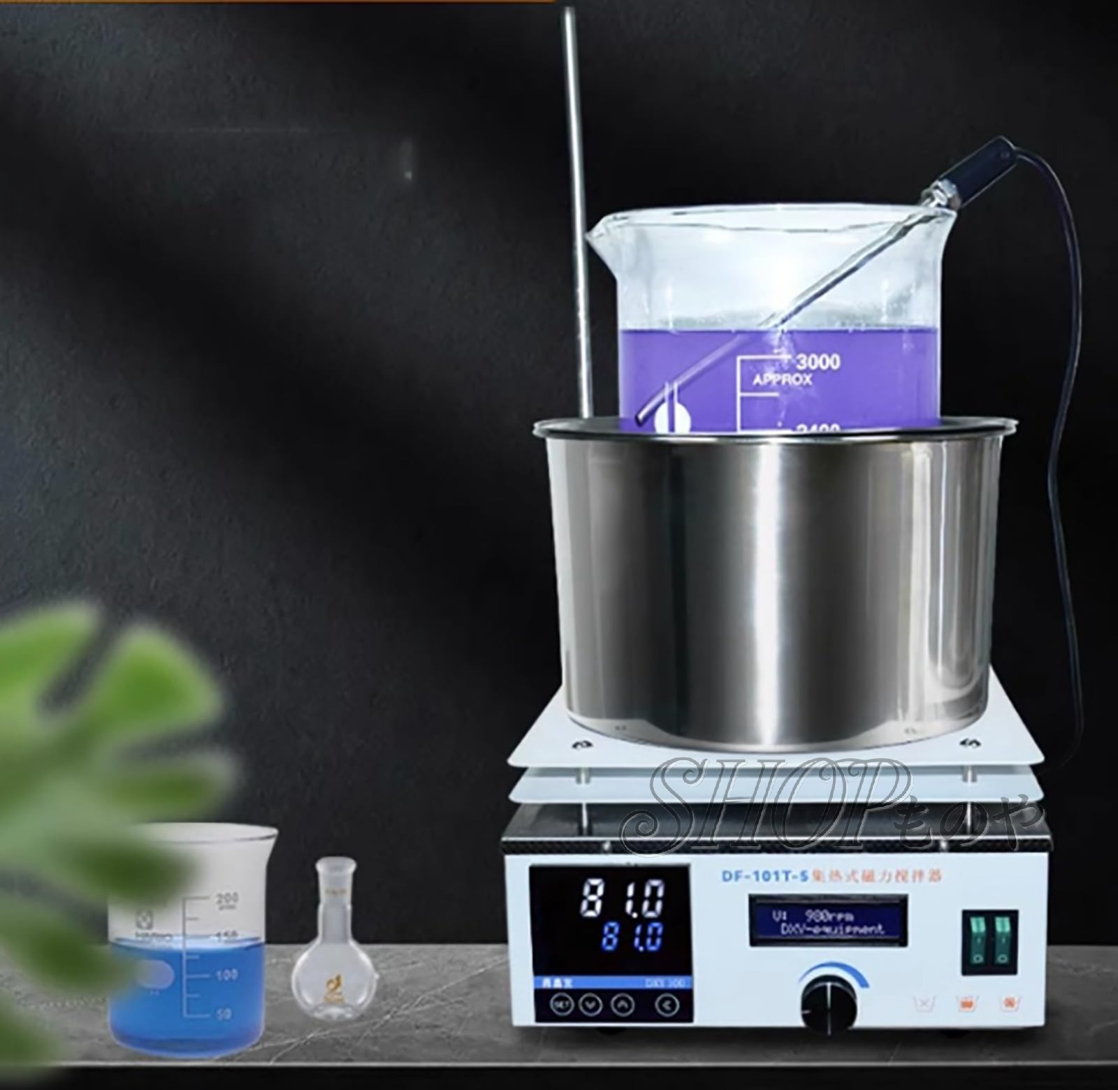 磁気加熱スターラー、3L ラボ用ウォーターバス/オイルバス、加熱および撹拌機、2450rpm 速度調整、最高温度 300℃、999 分タイミング、科学研究用