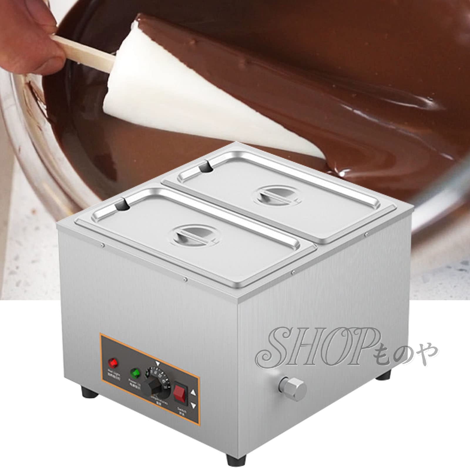 チョコレートテンパリングマシン（30～95℃）、チョコレート溶解機1000Wチョコレート/ミルク/クリーム/スープの溶解および加熱用電気業務用フードウォーマー,6L×2