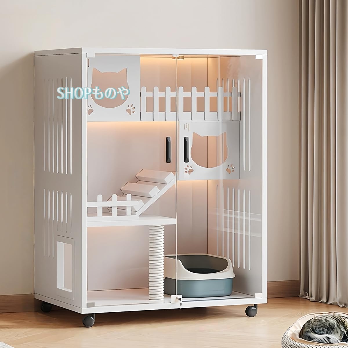 楽天市場】猫 ケージ 2段 木製 おしゃれ 小さめ 3階建て キャット