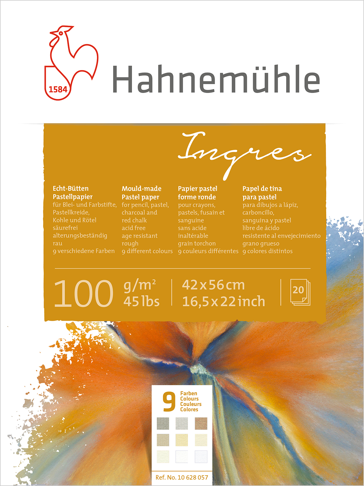 ハーネミューレ パステルブック 「イングレス」 9色20枚入り 420mm×560mm イングレス紙 100g HPI-42画像