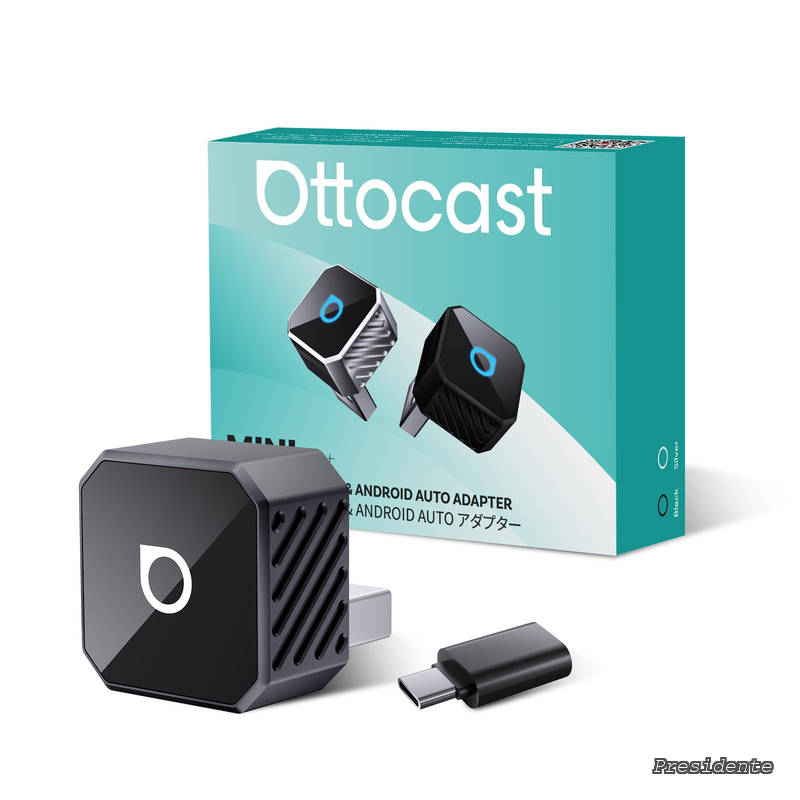 【送料無料】オットキャスト Mini Pot 最新 ワイヤレスCarPlay/Android Autoアダプター ミニ 純正有線CarPlay/Android Auto対応車専用 Bluetooth音楽/通話対応 (MINI Pot(USB Type-A to C変換 アダプター付き))|Shop Presidente 店