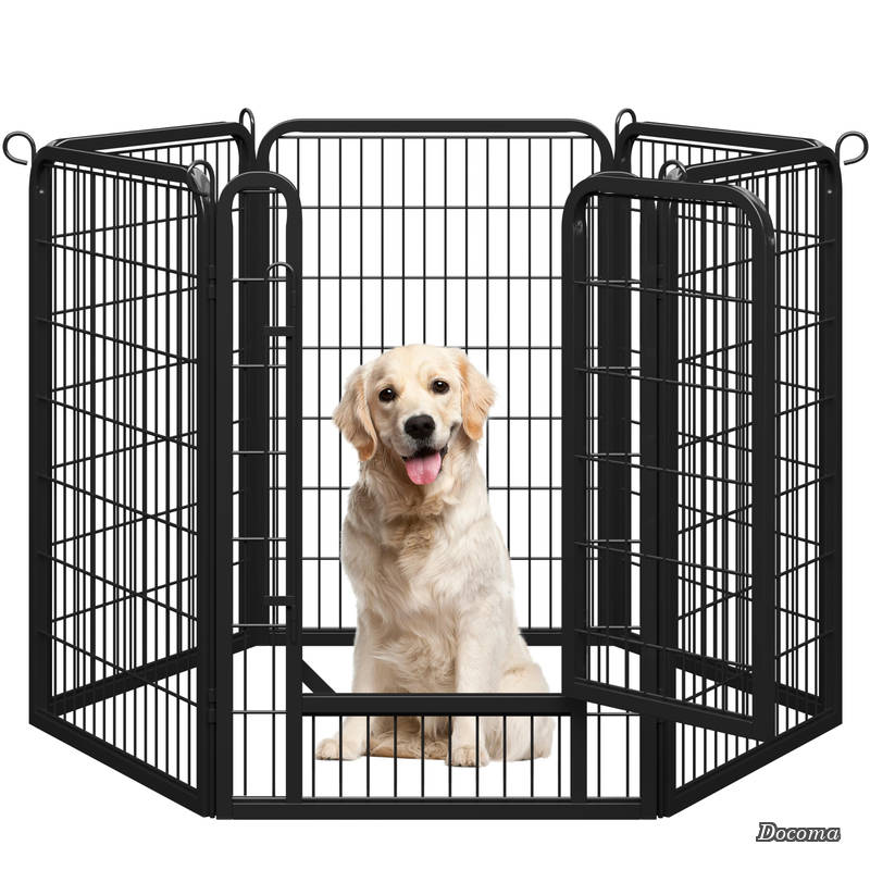 【送料無料】犬 ペットサークル ドッグフェンス 犬用サークル フェンス ケージ スチール製 折り畳み式 コンパクト パネル6枚 全成長期使用可 室内 屋外 組立簡単 複数連結可能 (ブラック 高さ100cm-6枚)｜Shop Presidente 店