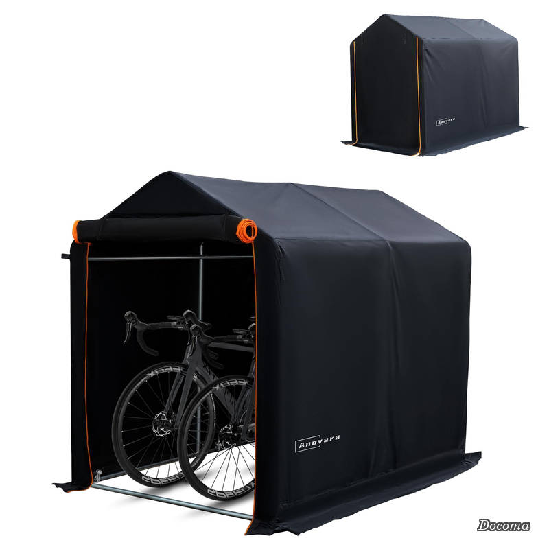 【送料無料】バイクガレージ サイクルポート 1台用?3台用 自転車置き場 屋外 サイクルガレージ バイク ガレージ ガレージテント 自転車 テント 屋根 車庫 自転車小屋 バイク テント 耐水圧2000mm 防水防風防塵遮熱 (ブラック、ロゴ入り Mサイズ: 幅120cm奥行188cm)｜Shop Presidente 店