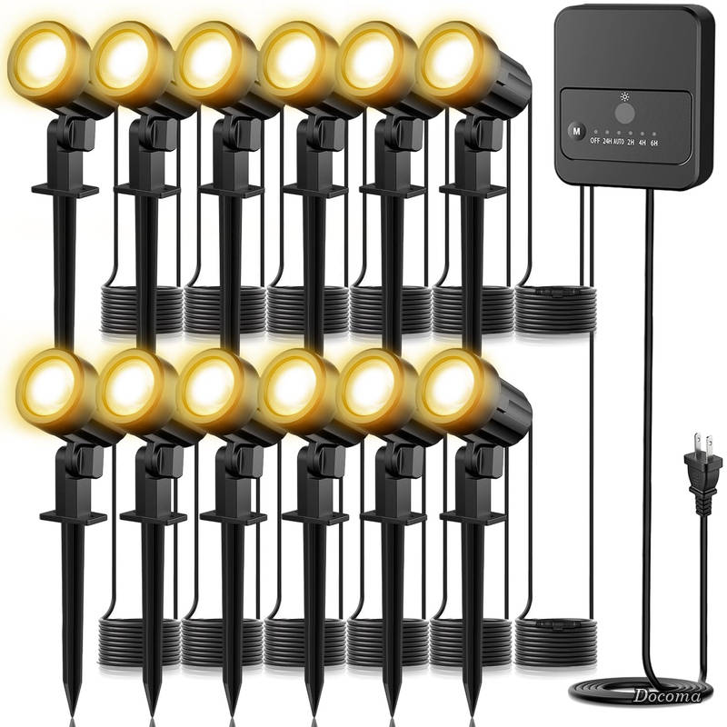【貨物輸送無料】LED園庭ともし火 注目の的 白熱電球色 2700K AC差し込み式【2025年新版 12灯式 一繋ぎ?マルチ照明ランプ?24第四次元と夜分点灯?タイマー役立つこと】IP66雨合羽 露天 屋内兼用 光検出器自動小銃点灯/消灯 吊りひも14.8m*2 暖色 運動場灯 通行手形ともし火 芝草 貼り出しともし火 花やしき/庭/歩