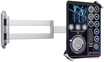 【送料無料】タブレット壁掛けホルダー 鍵付き盗難防止ロック 業務用 アルミ合金製 360度回転 伸縮アーム 7～11インチ対応 店舗 レジ 受付 キオスク シルバー 頑丈 盗難防止 安心 設置簡単｜Shop Presidente 店