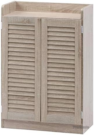 【送料無料】シューズラック 4段 幅60cm 奥行33.5cm 高さ90cm ホワイトオーク ルーバー扉 オープントップ 玄関収納 靴箱 大容量 おしゃれ 省スペース｜Shop Presidente 店