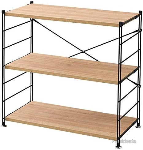 【送料無料】ラック オープンシェルフ 幅85.5×奥行41.5×高さ85cm 3段 連結可能 高さ調節 耐荷重25kg 組立式 収納棚 リビング キッチン おしゃれ 簡単設置 オークサンドブラック|Shop Presidente 店
