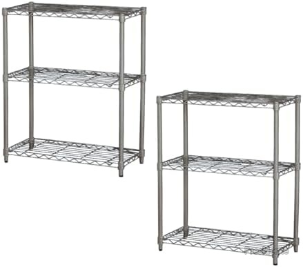 【送料無料】スチールラック 3段 幅60cm 奥行25cm 高さ74.3cm 耐荷重80kg 収納棚 グレー 組立式 2個セット｜Shop Presidente 店