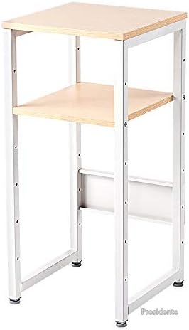 【送料無料】受付台 2段 高さ75cm 幅35cm 奥行35cm コンパクト 電話台 消毒液台 マルチスタンド 店舗 オフィス ライトブラウン 木製天板 メラミン化粧板｜Shop Presidente 店