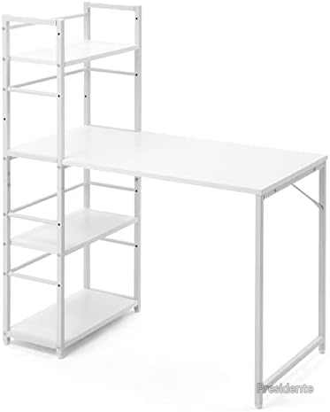 【送料無料】収納ラック付き パソコンデスク 幅100&times;奥行50cm クランプ対応 ホワイト 勉強机 作業台 リモートワーク｜Shop Presidente 店