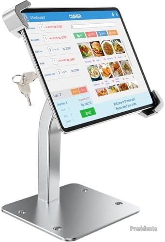 【送料無料】タブレットスタンド 盗難防止 鍵付き デスクセキュリティ アルミ合金製 360度回転 縦横対応 9-14インチ全機種 iPad Pro Galaxy Tab Surface Android対応 日本語説明書 安定性抜群 防犯ロック付き｜Shop Presidente 店