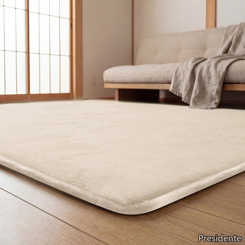 【貨物輸送無料】sleep 低手向かいフランネルラグ 3糎厚 引っ敷き 引っ敷き 四季相応う 朦々たる 引っ敷き 無地 防滑 防音 リビングお部屋・臥し所兼用 床暖房装置相応う 130×185糎 ベージュ