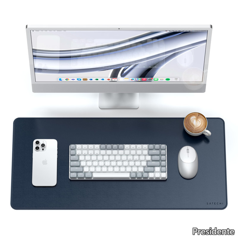 【貨物輸送無料】ヴィーガンレザーデスクマット 両面 大型二十日鼠パッド 革製 雨合羽 、ゲーミング・ オフィス・リモートワークデスクパッド (68 x 31.5 x 0.3糎) (青色)
