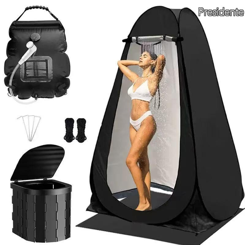 【送料無料】防災トイレ 仮設トイレ 折りたたみ トイレテント 災害用 非常用 緊急 トイレ ポータブルトイレ 持ち運び 組立簡単 処理袋12枚 凝固剤なし 登山 渋滞 旅行 建設現場 キャンプ (black 150*150*190)|Shop Presidente 店