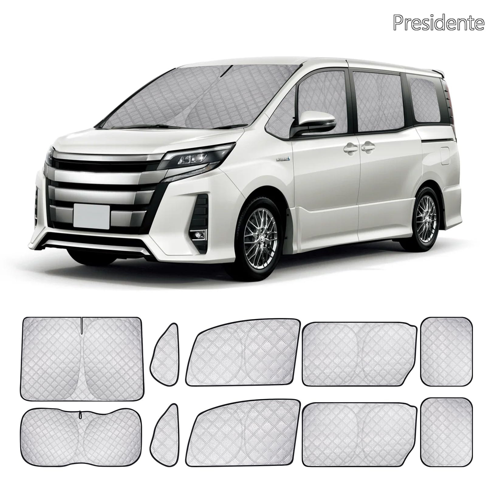 【送料無料】ヴォクシー ノア 80系 車種専用 サンシェード 車用 断熱 遮光シェード 全窓目隠し 車窓日よけ 車中泊グッズ アウトドア VOXY NOAH 80系 日除け 防災 取付簡単 収納袋付き FT03-NR80|Shop Presidente 店