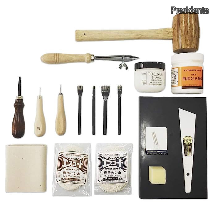 【貨物輸送無料】Leathermart なめし革手工芸品 手道具仕掛ける 18点コンプリートキット 【日本製】