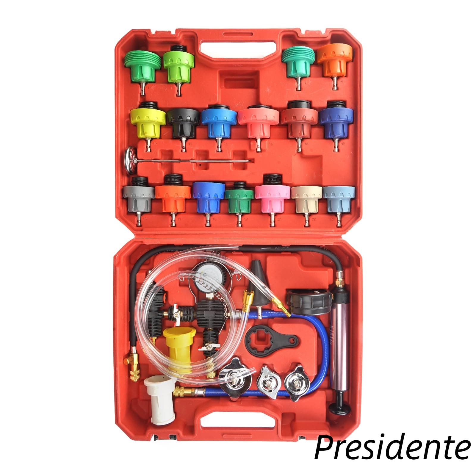 【送料無料】Motor Tech 28pcs 冷却剤の真空の結め換え品のキット、23 のラジエーターのアダプター、ラジエーターの冷却装置圧力テスターのキット、容易な真空のパージ及び結め換えのための冷却剤圧力テスター用具のキットと|Shop Presidente 店