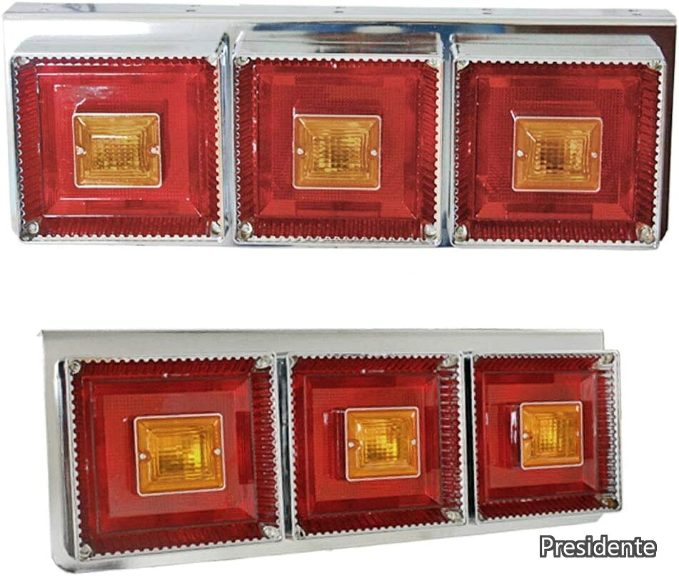 【送料無料】トラック用 角型 3連 テールランプ 左右セット 24V用 電球タイプ 汎用品 赤黄 3連テール カスタム デコトラ 補修用パーツ 適合|Shop Presidente 店