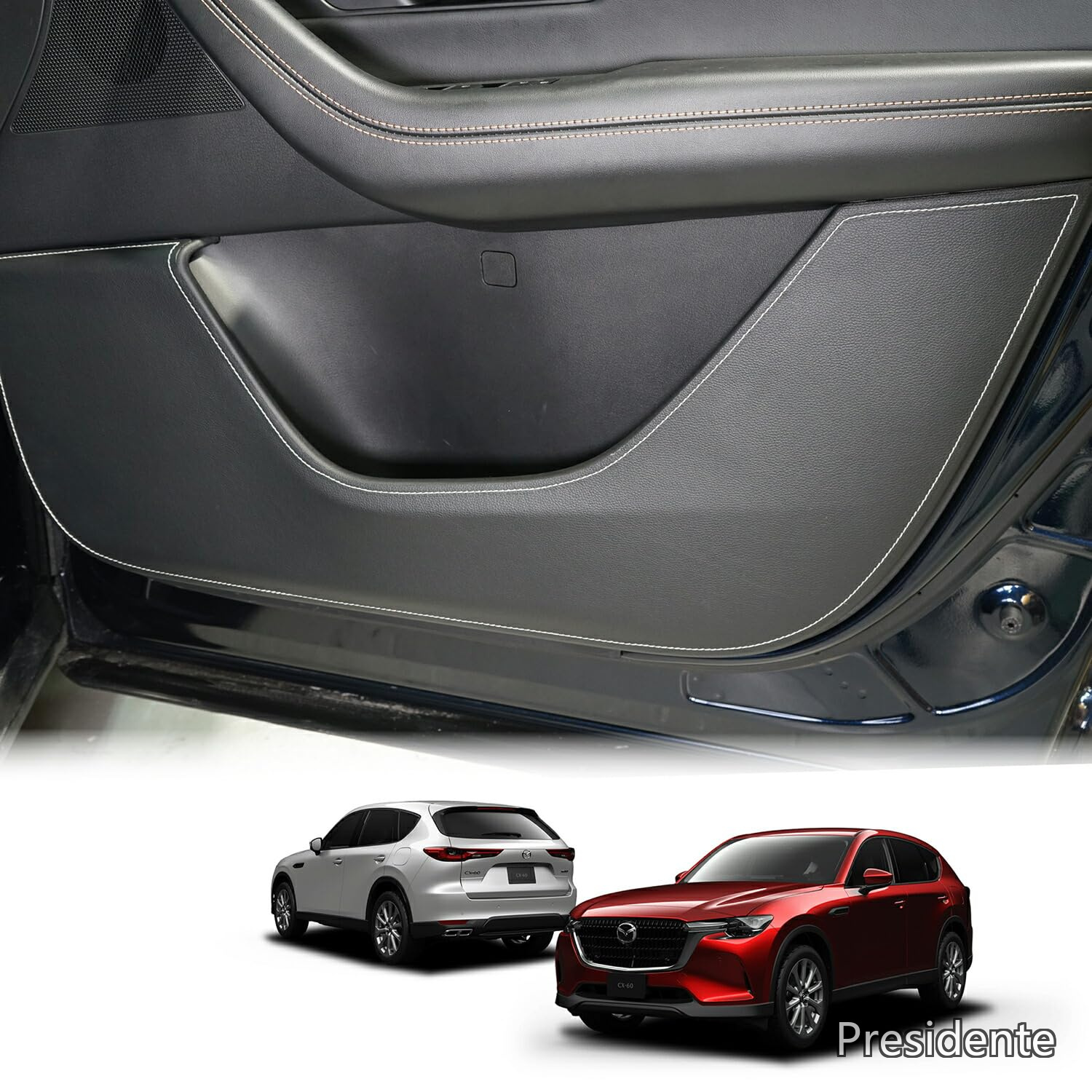 【送料無料】4点セット マツダ CX-60 【型式:KH】【ステッチカラー選択可】パターン:レザー/ステッチカラー:ブラック(ST)|Shop Presidente 店