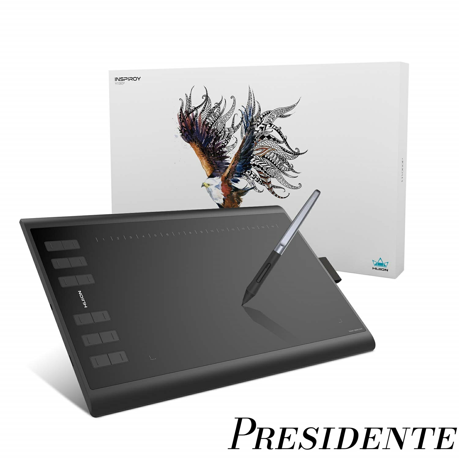 【まとめ買いで最大500円OFFクーポン!】【送料無料】ペンタブレット ペンタブ 板タブ H1060P 10x6.25インチ Androidスマホ・PC対応 ショートカットキー28個設定可能
