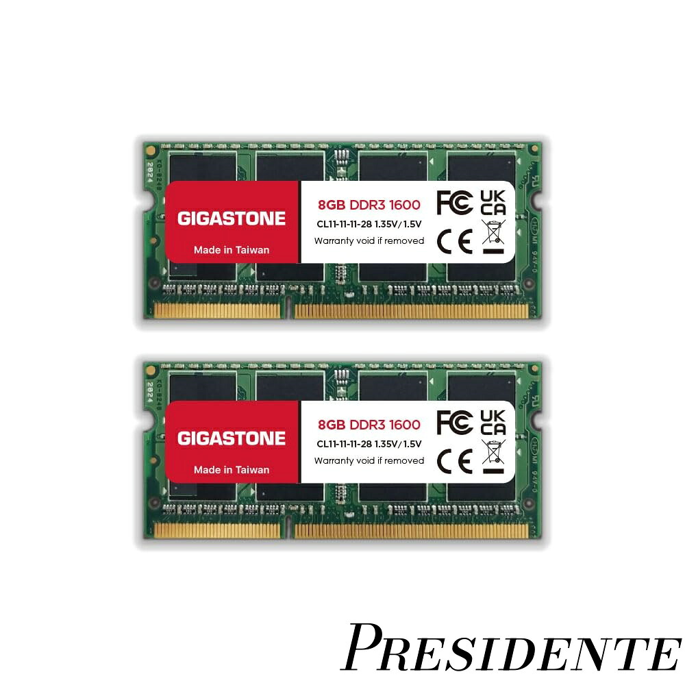 【まとめ買いで最大500円OFFクーポン!】【送料無料】ノートパソコン専用 DDR3】GIGASTONE 8GBx2枚 (16GB Kit) DDR3/DDR3L 1600MHz (1333MHz) PC3-12800 (PC3-10600) CL11 1.35V/1.5V 2Rx8 SODIMM 204ピン アンバッファー 非ECC ノートパソコンメモリモジュールアップグレード