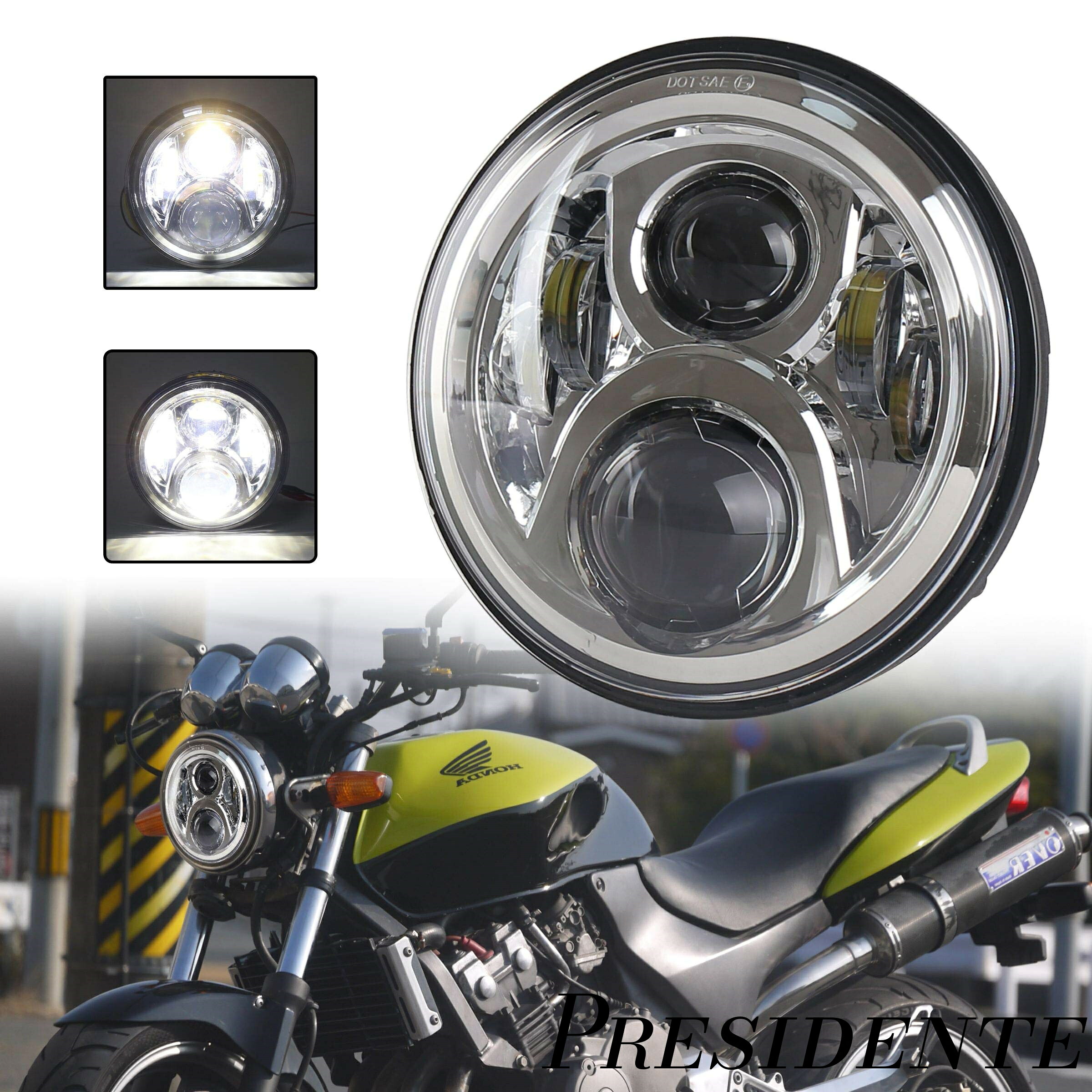 【まとめ買いで最大500円OFFクーポン!】【送料無料】ホンダバイクに装着LEDヘッドランプ Hi/Loビーム クローム 1個｜Shop Presidente 店
