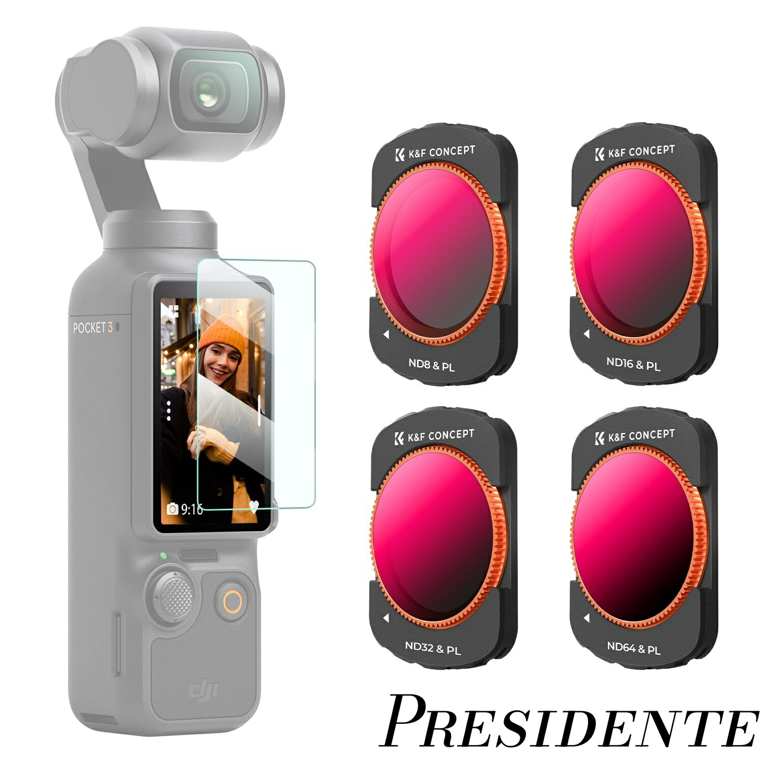 【まとめ買いで最大500円OFFクーポン!】【送料無料】CONCEPT DJI OSMO Pocket 3用磁気式フィルター ND8/PL+ND16/PL+ND32/PL+ND64/PL 磁気吸着 装着便利 1枚2役 減光量調整 反射除去 AGC光学ガラス 28層ナノコーティング 防水防汚 【メーカー直営店】