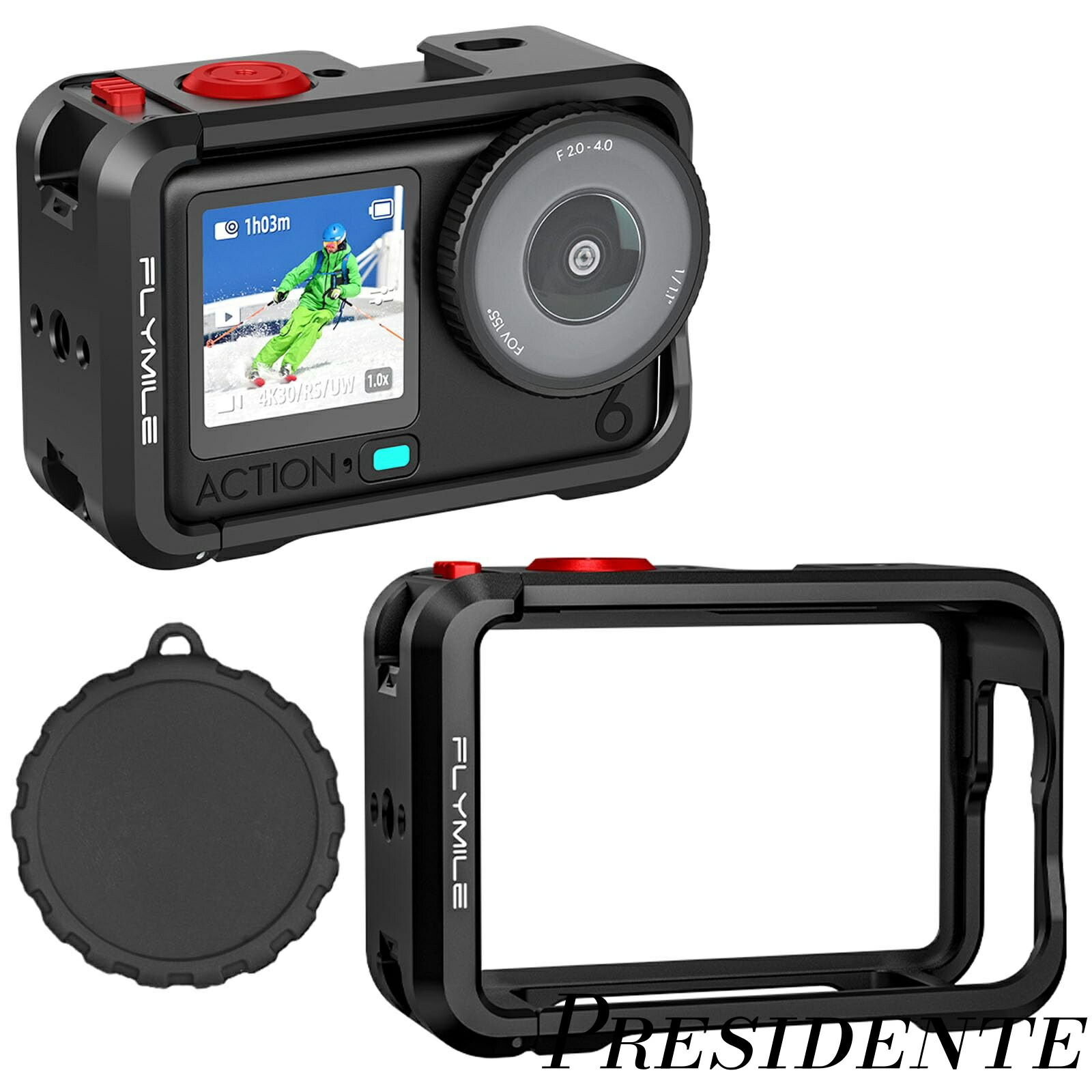 【まとめ買いで最大500円OFFクーポン!】【送料無料】DJI Osmo Action 6 対応 フレーム マウント ケージ 保護フレーム DJI Osmo Action 6 対応 アクセサリー 保護カバー アクションカメラ シングルページバージョン 黒