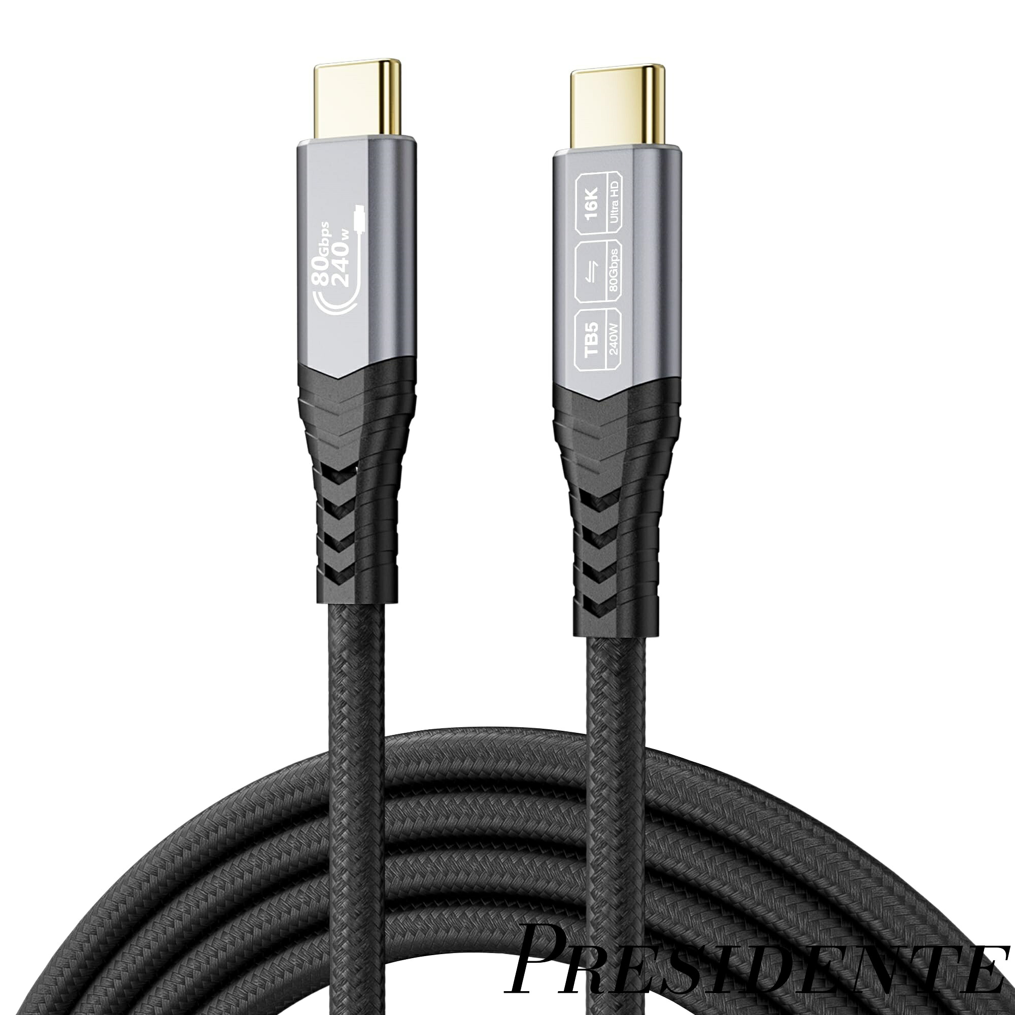【まとめ買いで最大500円OFFクーポン!】【送料無料】USB-Cデータ転送ケーブル 10フィート Thunderbolt 5ケーブル対応、USB4 Gen4対応 Thunderbolt 4、16K@60Hz/デュアル8K@60Hz、240W、 MacBook Pro、ハブ、ドック、eGPU、ノートパソコン、ディスプレイ対応 USB-Cモニター 3m｜Shop Presidente 店