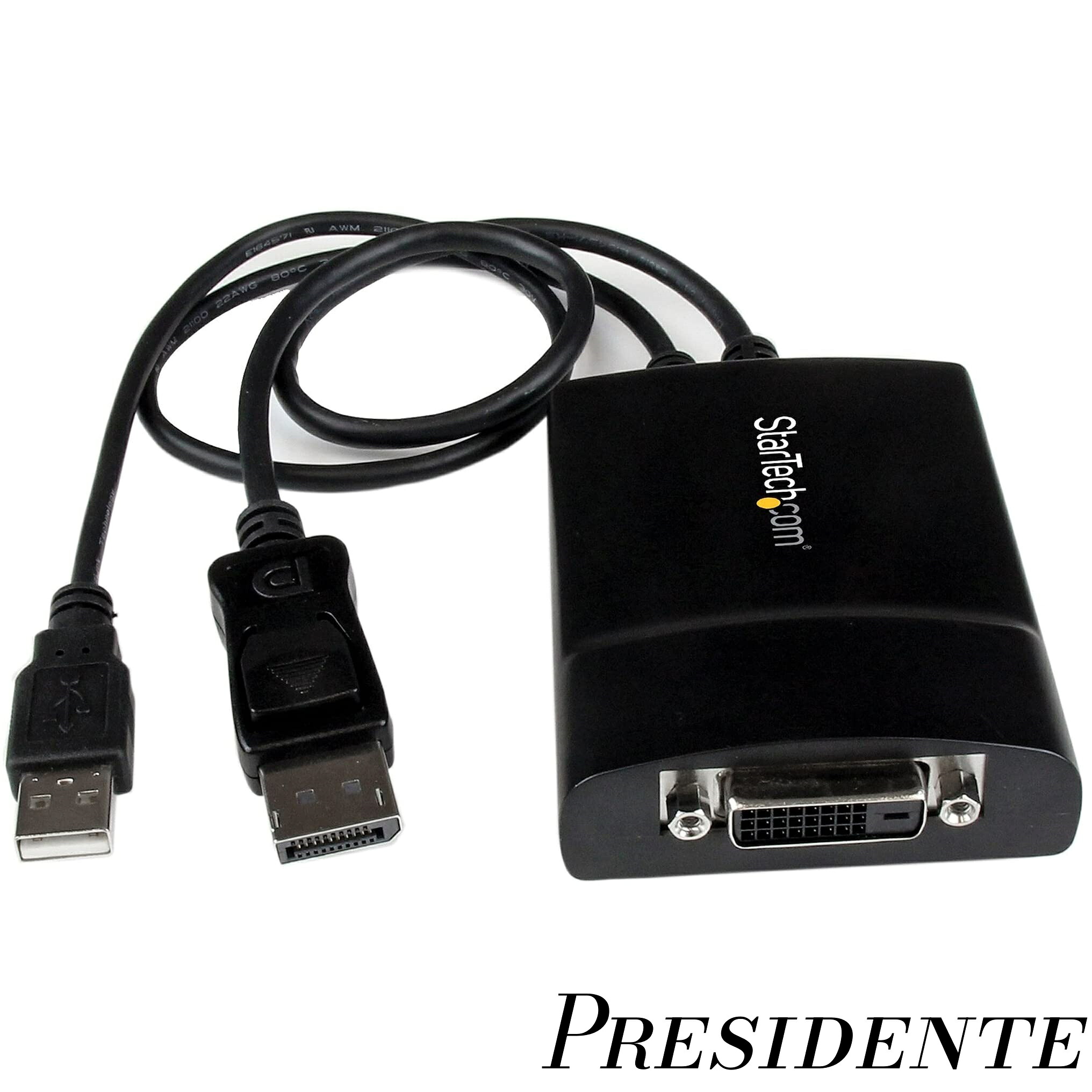 【まとめ買いで最大500円OFFクーポン!】【送料無料】DisplayPort - DVIデュアルリンク アクティブ変換アダプタ/2560x1600 60Hz/DP1.2 - DVI-D ビデオコンバータ/USBバスパワー/ラッチ付きDPコネクタ DP2DVID2