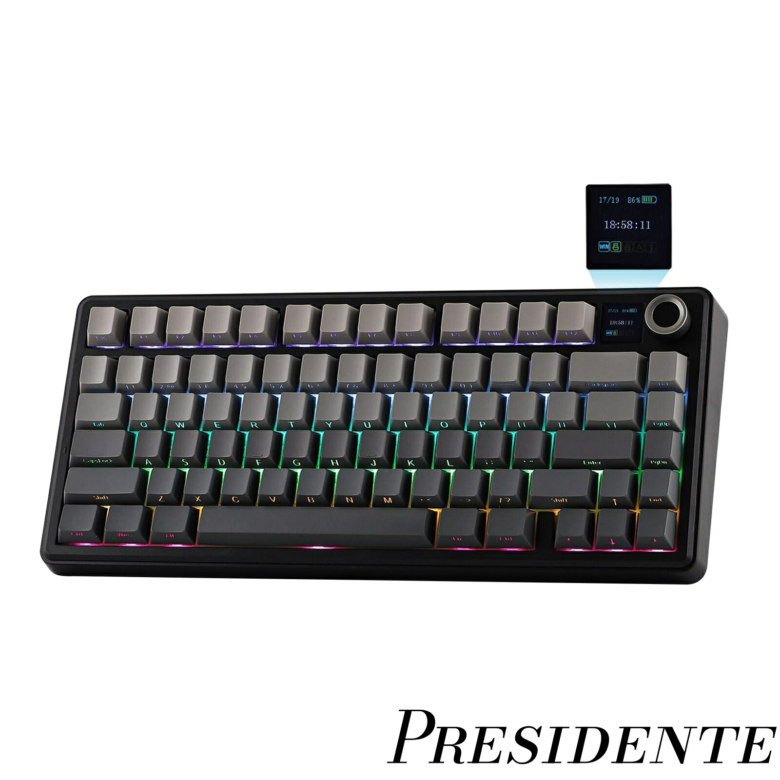 【まとめ買いで最大500円OFFクーポン!】【送料無料】X AULA F75 MAX トライモードワイヤレスゲーミングキーボード TFTスクリーン ノブ ホットスワップ対応 2.4GHz/Type-C/BT5.0 ガスケットクリーミー PC/Mac/オフィス/ゲーム用 技適認証取得 (Black Gradient)