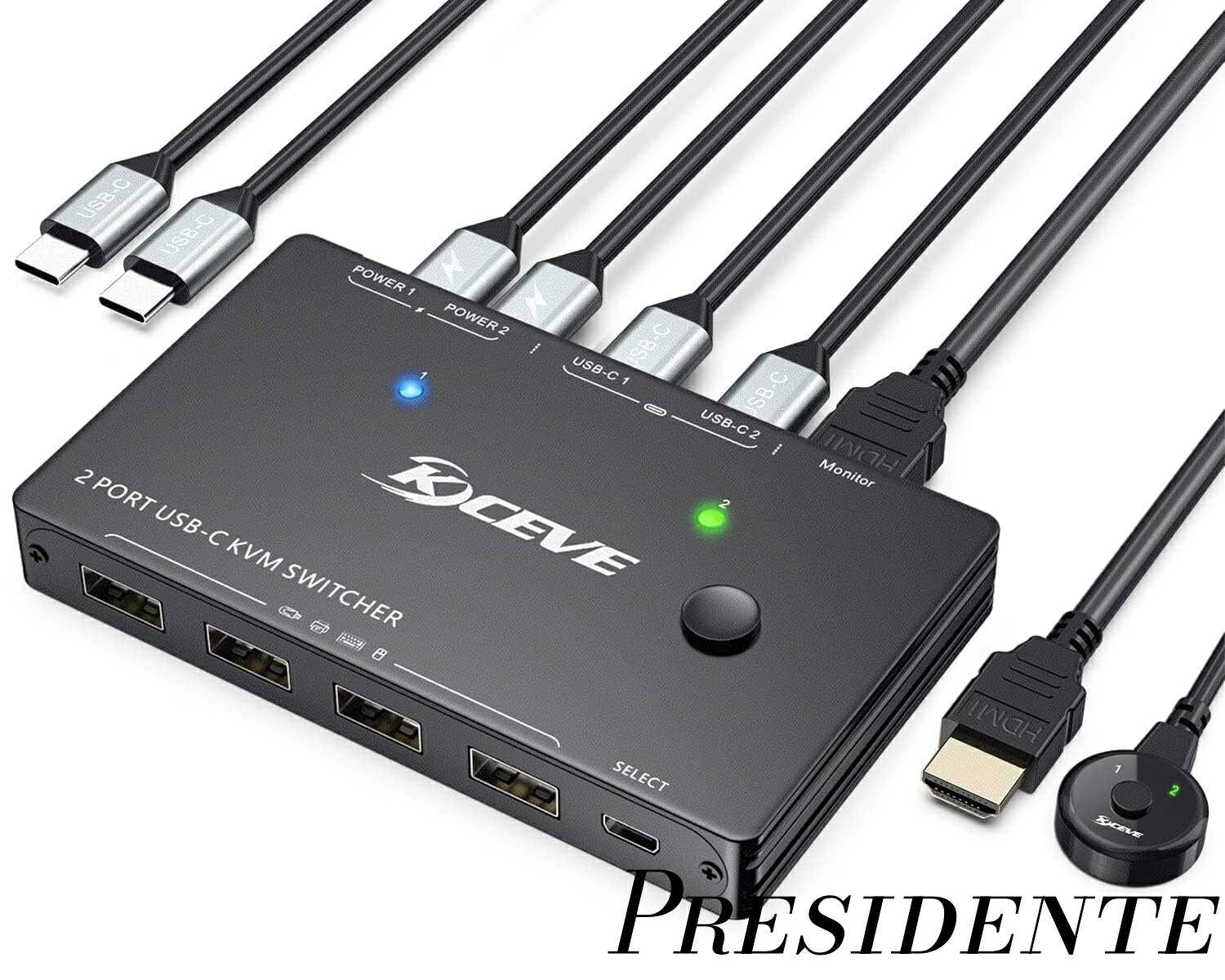 【まとめ買いで最大500円OFFクーポン!】【送料無料】2入力1出力 Type-C KVMスイッチ ノートパソコン用 4K@60Hz KVM 切替器、100W PD充電、キーボード マウス モニターを2PCで共有