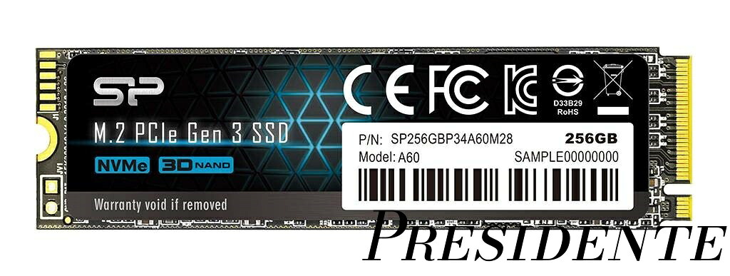 【まとめ買いで最大500円OFFクーポン!】【送料無料】SSD 256GB 3D NAND M.2 2280 PCIe3.0×4 NVMe1.3 P34A60シリーズ 5年保証 SP256GBP34A60M28