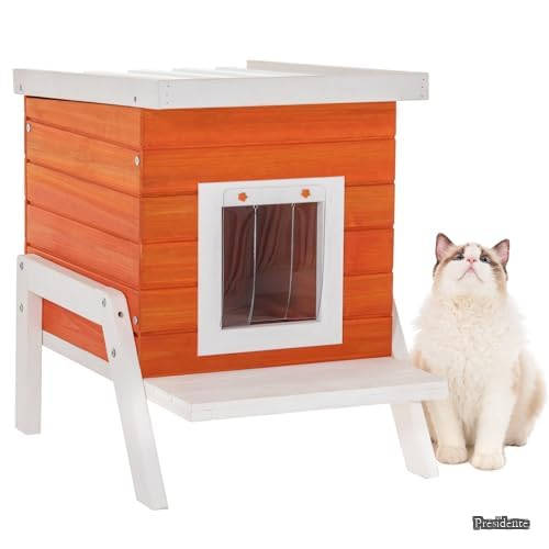 【送料無料】外猫ハウス 野良猫 四季対応 防湿 木製の屋外用猫小屋 逃げ道付き PVC屋根排水 防風・防寒・防雨・日射し遮蔽 通気性 簡単組立|Shop Presidente 店