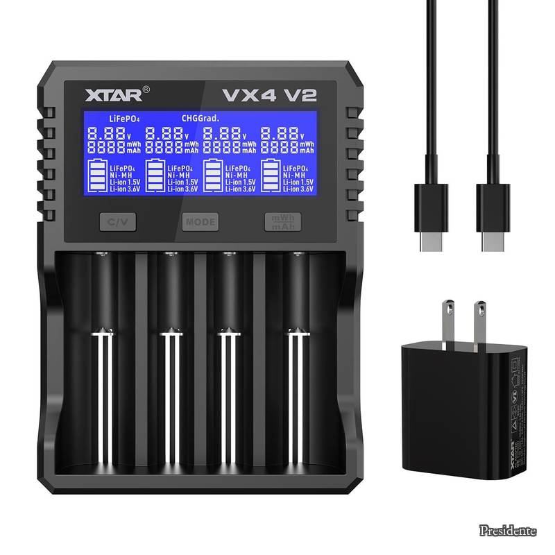 【貨物輸送無料】VX4 V2蓄電池申し受ける器 単三・単四 1.5Vリチウム蓄電池/1.2VＮｉH/3.6V /3.7V Li-ion/3.2V LiFePO4 14500 18650 21700 26650申し受ける池を等しく申し受ける能力のある 【1.5Vリチウム蓄電池電気容量価値付ける能力のある】 (VX4 SET)