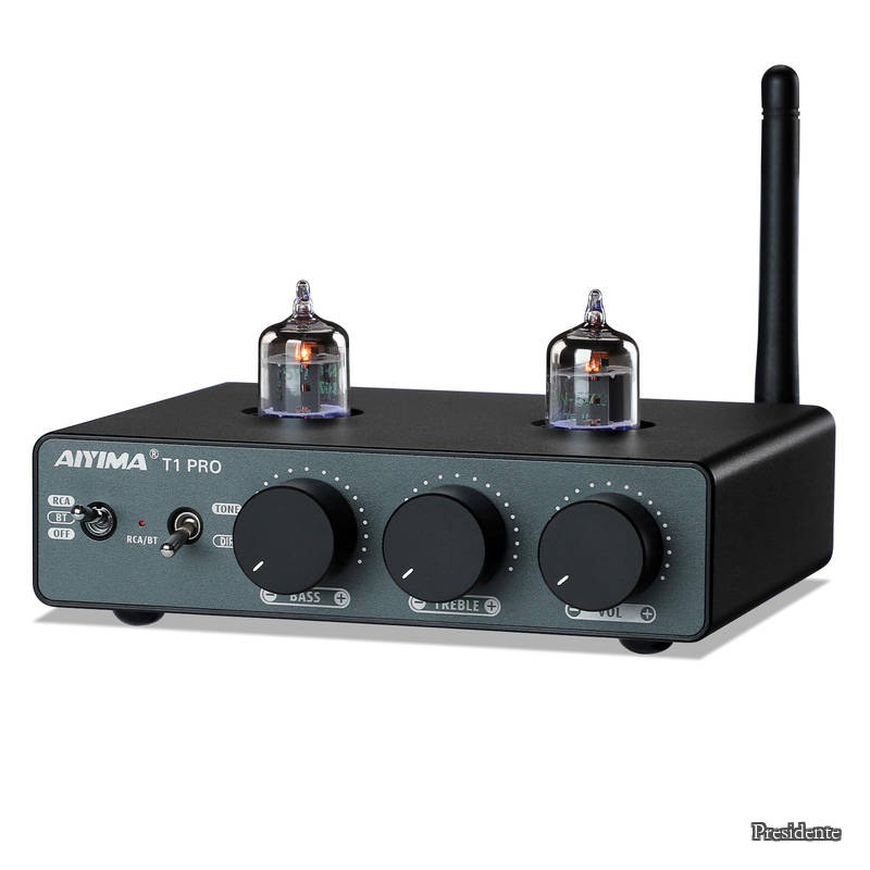 【送料無料】T1pro JAN5725W TUBE真空管 Bluetooth 5.1 プリアンプ トリガー付き QCC3040+NE5532 aptx-hd プリアンプ 高低音制御対応 HiFi ステレオ アクティブスピーカー適用 電源付き｜Shop Presidente 店