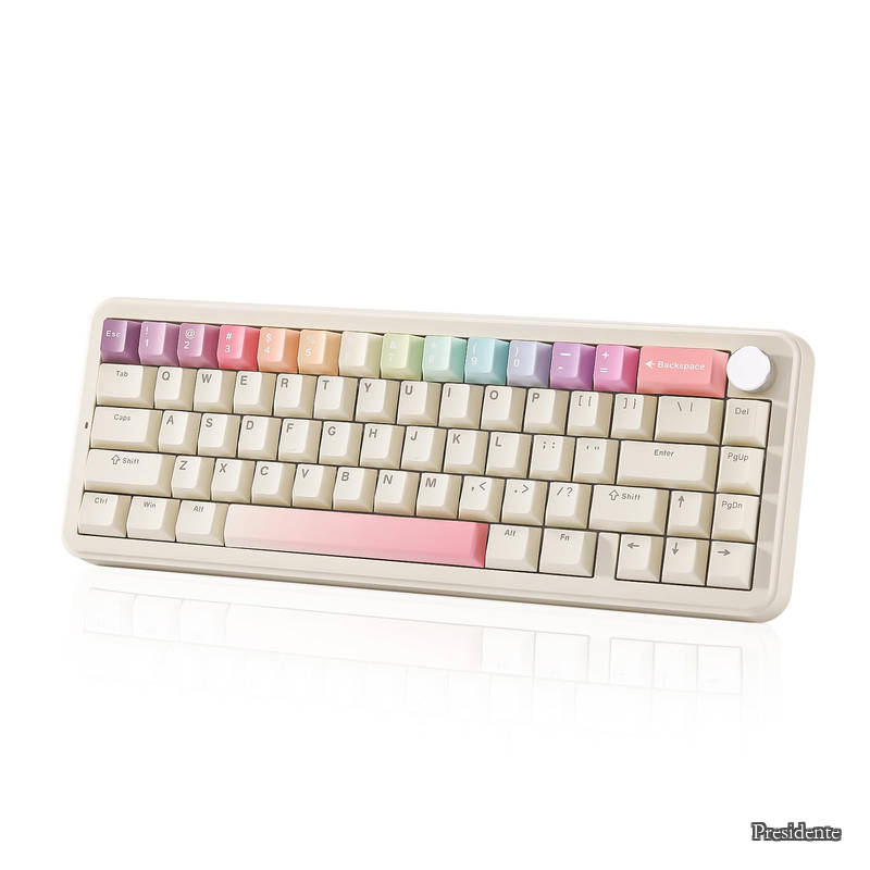 【貨物輸送無料】B68 65％ ワイヤレスメカニカルキーボード ゲーミングキーボード BT5.0/2.4GHz/有線 熱っぽいつけ替える相応う ガスケットキーボード RGBうしろ側ともし火Win/Mac用 技適公証手に入れる (ベージュ  市乳直線的V2取り替えっこ)