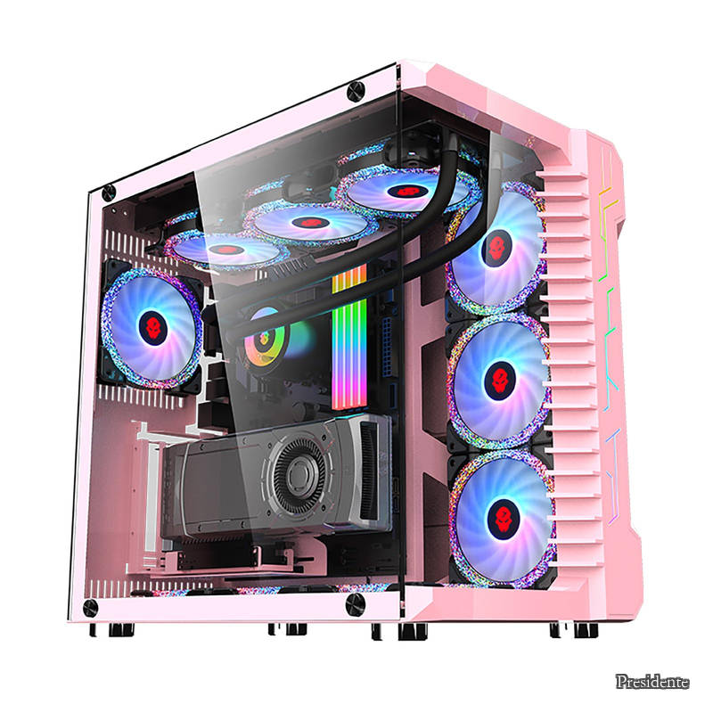 【貨物輸送無料】真っただ中主柱 ピラー受け答え ゲーミングpc容れもの アロイ鋼強化因子硝子 ATX/M-ATX/ITX/Micro-ATX母ちゃんゲーム盤相応う 360水冷相応う ARGB LEDともし火を積み上げるした真っただ中主柱型です 机箱主体には据え付け済みのLEDともし火赤ちょうちんがあり サクラ色