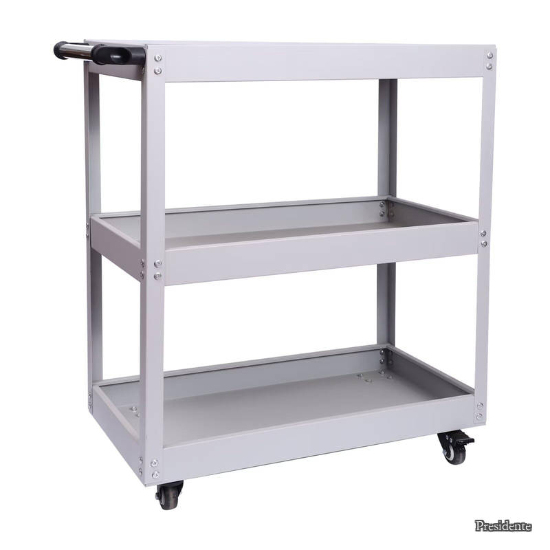 【貨物輸送無料】3段 キャスター付 薄墨色 耐荷重150KG 幅65.5CM×奥ふかさ36CM×高さ78.5コマーシャル お役目用 手持ち部分 １番ウッド大広間付 スチール写真製 物の具手押し車