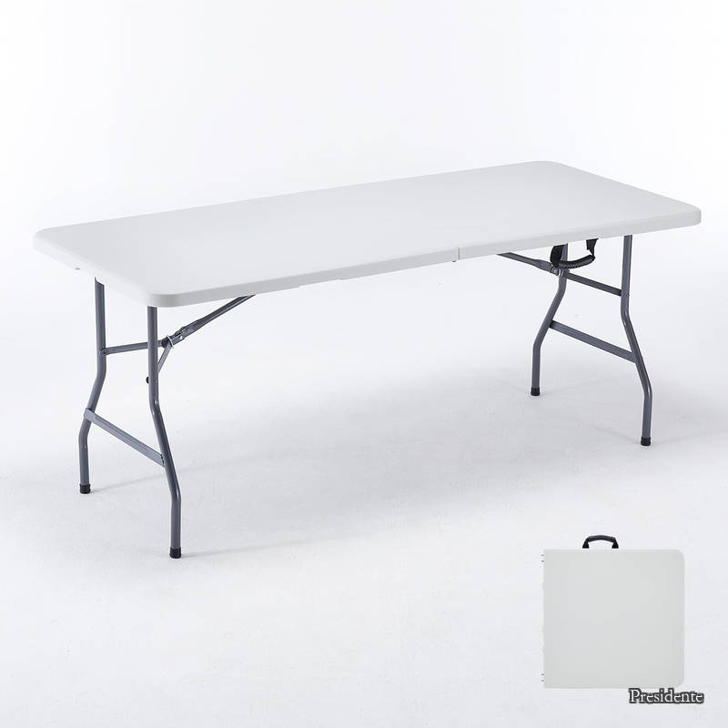 【送料無料】アウトドア テーブル 折りたたみ 180x74x75cm 作業テーブル 大きめ 机 組立不要 ダイニングテーブル 持ち運び 食卓 リビング 室内/屋外 イベント ホワイト|Shop Presidente 店