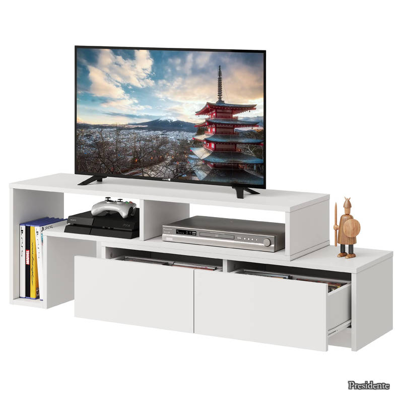 【送料無料】テレビ台 テレビボード ローボード 伸縮 角度自由 コーナー 左右レイアウト 42 32インチ 省スペース 引き出し 収納 耐荷重60kg 北欧 おしゃれ ホワイト｜Shop Presidente 店