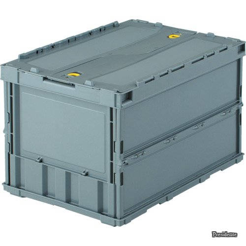 【送料無料】薄型折りたたみコンテナ 収納ケース 収納ボックス 5個【ケース販売】 526X365X62mm ロックフタ付 50L グレー TR-C50B-GY|Shop Presidente 店
