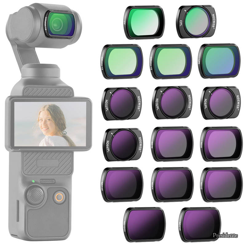 【送料無料】フィルターセット 16枚入り Osmo Pocket 3/Pocket 4/Xtra Muse対応 ND8+ND16+ND32+ND64+ND128+ND256+ND1000+ND8/PL+ND16/PL+ND32/PL+ND64/PL+ブラック拡散1/4+ブラック拡散1/8+UV+CPL+LPR 減光 円偏光 偏光 アクションカメラアクセサリー FL-B06|Shop Presidente 店
